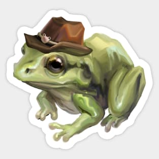 Frog cowboy painterly Sticker